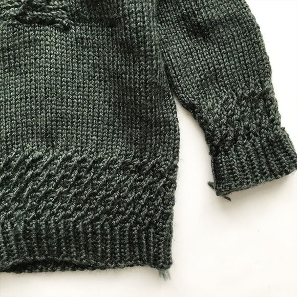 Hand knit green button front sweater EUC fits like 6-12 months - Picture 4 of 5